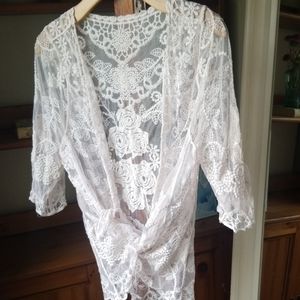 Lace boho cardigan S